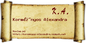 Kormányos Alexandra névjegykártya