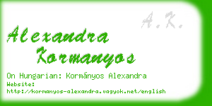 alexandra kormanyos business card